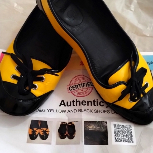 Vintage Dolce & Gabbana Y2K Bumblebee Leather Flat Ballerina Loafer - Picture 1 of 15